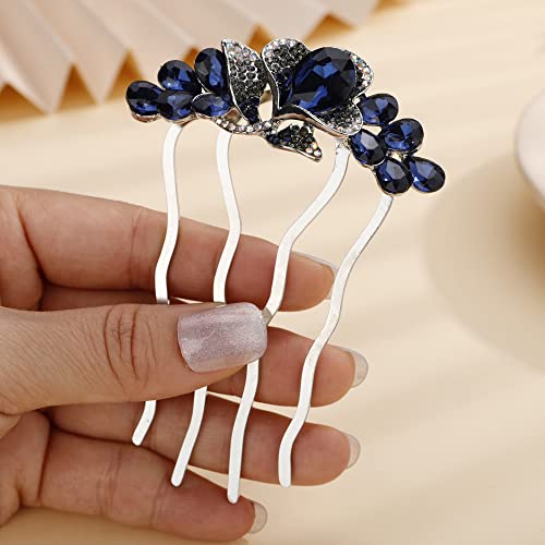 Missgrace Blue Bridal Hair Comb with Crystals – Wedding & Prom Hair Accessory