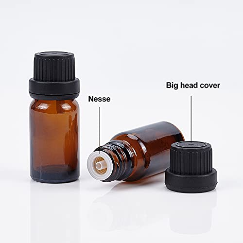 BENECREAT 24 Pack 10ml Brown Glass Essential Oil Bottles with Droppers & Funnels