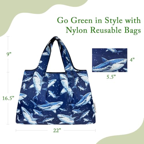 Large Reusable Nylon Tote Bag - Foldable Grocery Carrier