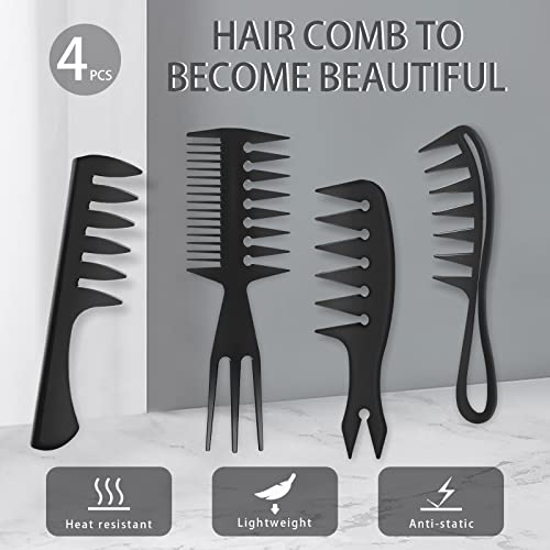 4-Piece Wide Tooth Comb Set for Men's Hair Styling