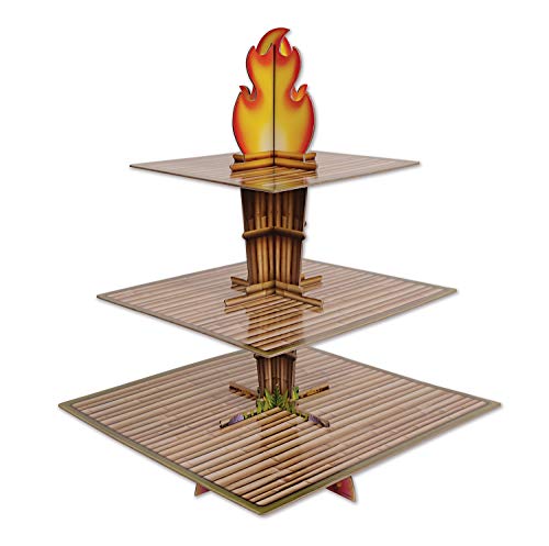 Tiki Torch Cupcake Stand - Luau Party Dessert Holder, 15.25" Tall