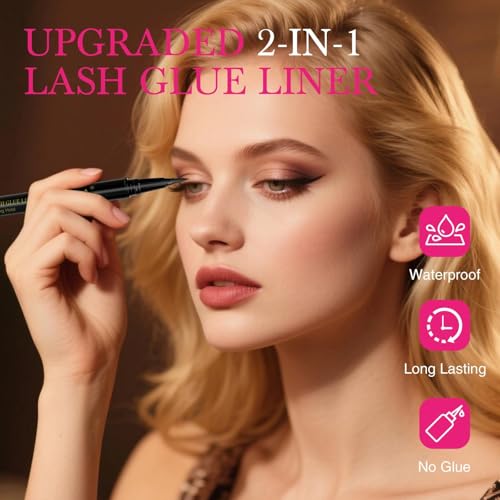 EMEDA 2-in-1 Black Eyelash Glue Pen & Eyeliner - Waterproof, 48H Wear