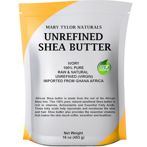 Mary Tylor Naturals Pure Unrefined 16 oz Shea Butter from Ghana — Ivory, 1 lb (Pack of 1) Natural Hair & Skin