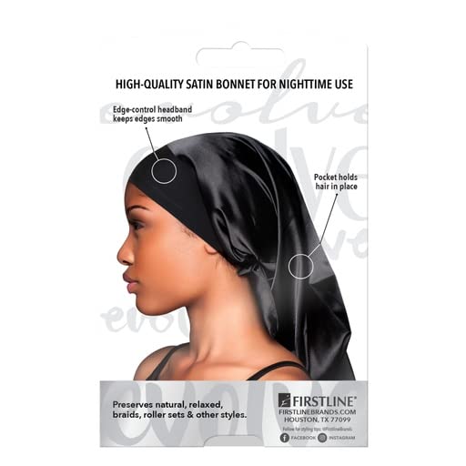 Evolve Satin Edge Pocket Bonnet - Black, One Size
