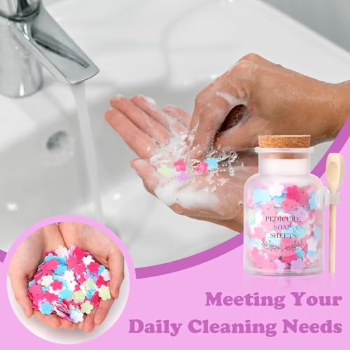 DOSTATNI Flower Paper Soap Sheets & Bath Salt Jar - Pedicure Foot Soak Set