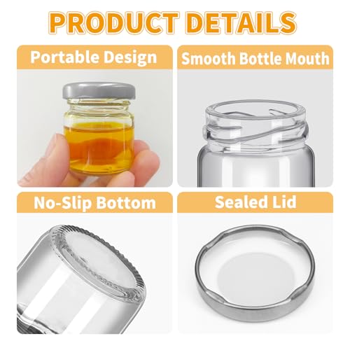 10-Pack 1.5 oz Clear Glass Honey Jars with Airtight Lids