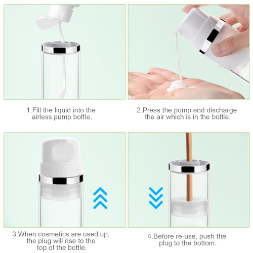 Mirrline 150ml Refillable Airless Pump Jar - Travel Cosmetic Containers Set of 4