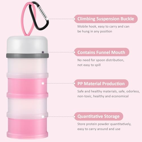 Baderke Protein Powder Travel Container Set with Funnels - Pink & White