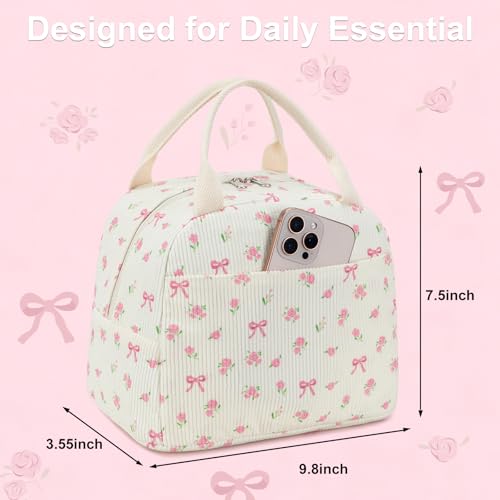 BTOOP Insulated Lunch Bag for Women & Men - Large Capacity Tote with Bow Design