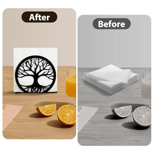 MSJGA Black Napkin Holder for Table - 6" Cocktail Dispenser