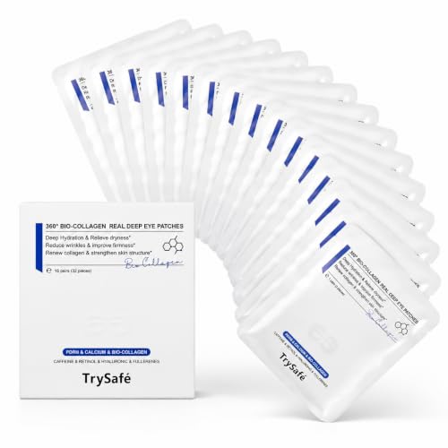 TrySafe PDRN & Calcium Under Eye Patches - 16 Pairs for Dark Circles & Wrinkles