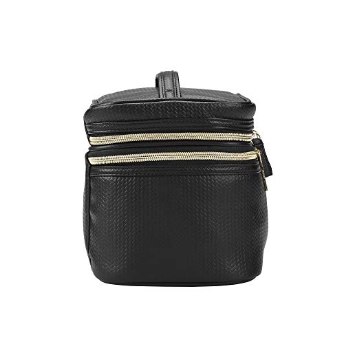 Modella by Conair 5-Piece Travel Train Case - Black Basketweave Toiletry Bag