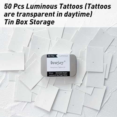 EVERJOY Glow-in-the-Dark Temporary Tattoos - Minimalist Finger Art Kit