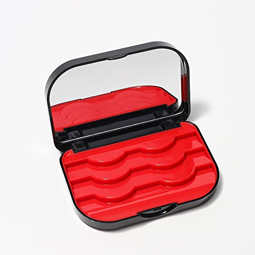 Light Blue False Eyelash Storage Case with Mirror, Travel Lash Organizer Box