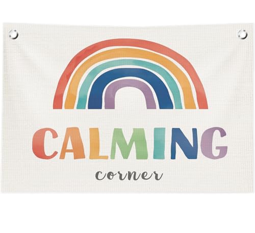 Boho Rainbow Calming Corner Wall Decor - 30x20 Inch Canvas Banner