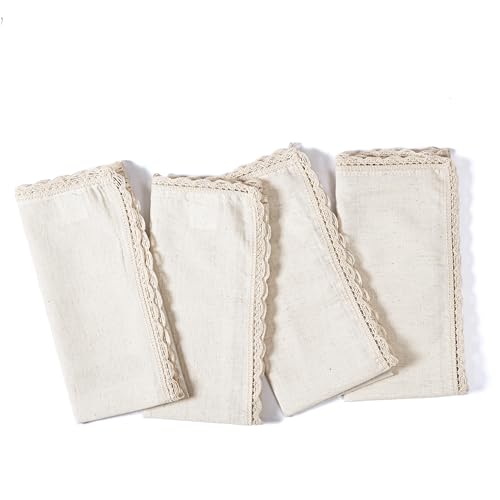Oversized Cloth Napkins Set of 4 - 20x20 Natural Flax-Cotton