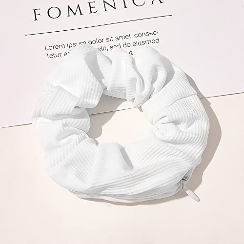 DINPREY Velvet Pocket Scrunchies with Hidden Zipper (4pcs, Stripe A) – Hair Ties + Stash Ponytail Holders