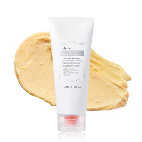DearKlairs 5.07 Fl Oz Vitamin C Clay Mask & Cleansing Foam All-in-One, Korean Deep Pore Wash