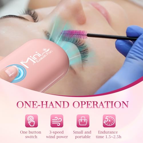 Buqikma Mini Lash Fan Dryer for Eyelash Extensions - Portable & Rechargeable