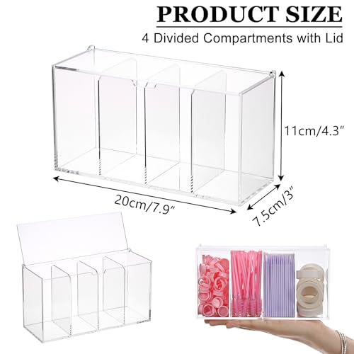 ELLDOO Acrylic Lash Extension Organizer Box with Lid - 4 Compartment Case
