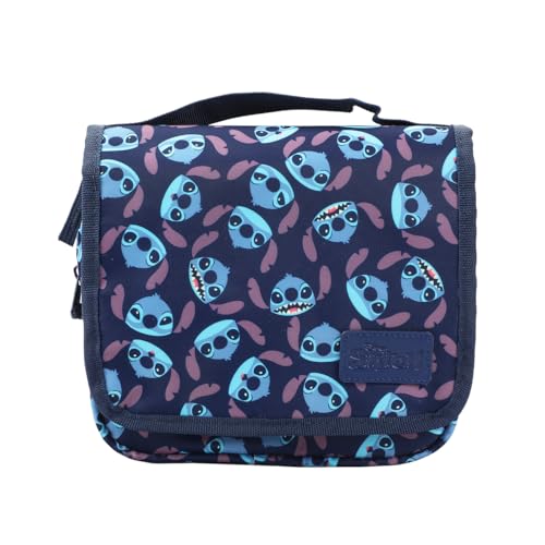 Disney Stitch Travel Toiletry Bag - Foldable Blue Cosmetic Organizer