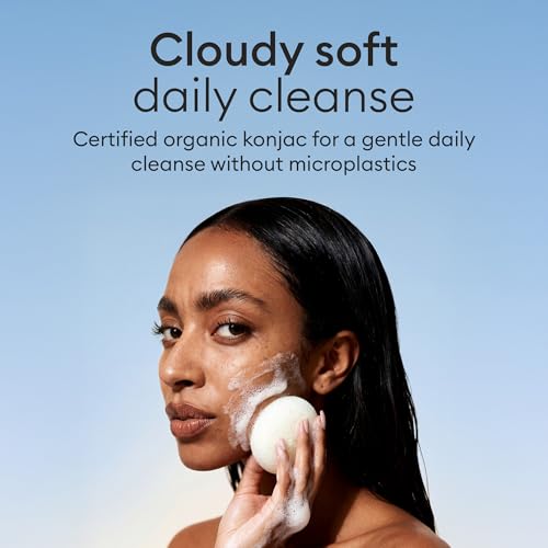 Organic Konjac Facial Sponges 3-Pack with Bamboo Charcoal & Green Clay