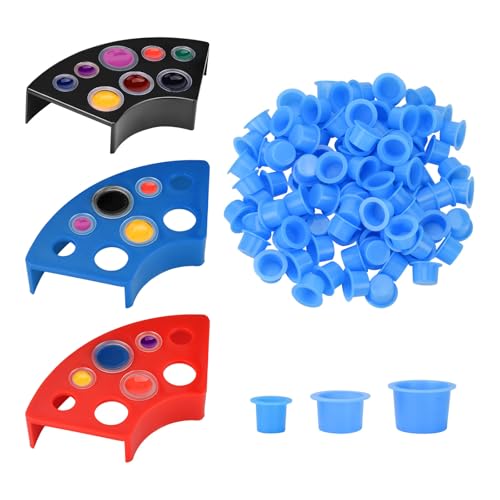 ATOMUS Tattoo Ink Caps Kit 300 Mixed S/M/L with 2 Cup Holders