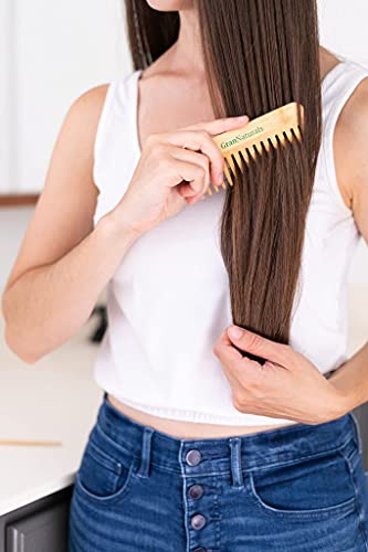 GranNaturals Wide Tooth Wooden Comb for Gentle Detangling