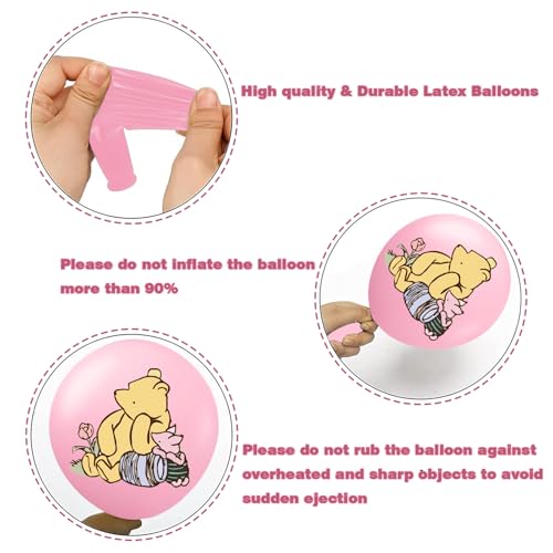 Winnie the Pooh Pink Balloons - 24pcs Baby Shower & Birthday Party Decorations