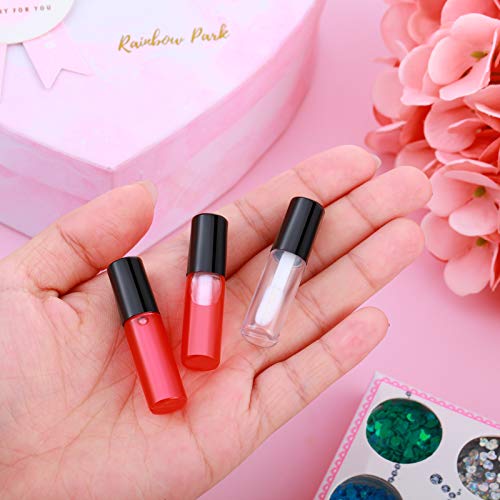 Patelai 100 Pcs Black Mini Lip Gloss Tubes - 1.2ml Containers