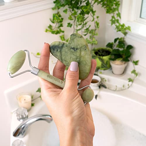 EcoTools Jade Gua Sha & Facial Roller Duo Set - Green, 2-Piece