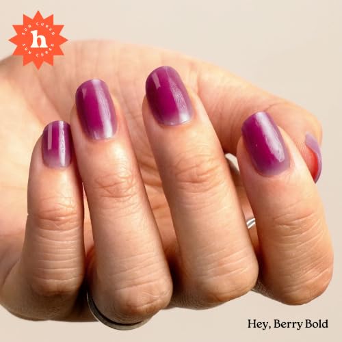 Heyhae Semi Cured Gel Nail Strips - Hey, Berry Bold - Salon Quality, 28 Strips