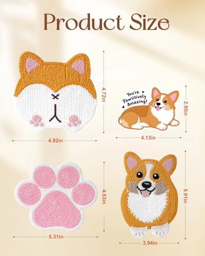 Slohif Corgi Crochet Coasters - Cute Drink Coasters for Home