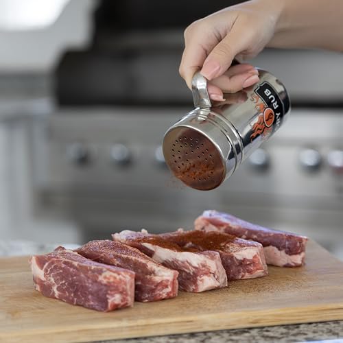Outset Stainless Steel Dry Rub Shaker with Lid - 13oz Seasoning Dispenser