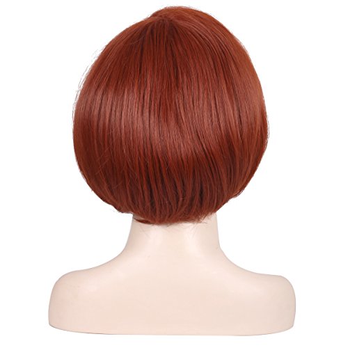 ColorGround Short Reddish Brown Cosplay Wig with Adjustable Cap