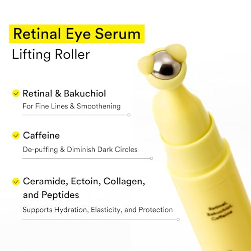 Abib Retinal Eye Serum with Lifting Roller – Anti-Aging Under Eye Treatment, Dark Circles & Puffiness, Travel Size 15ml