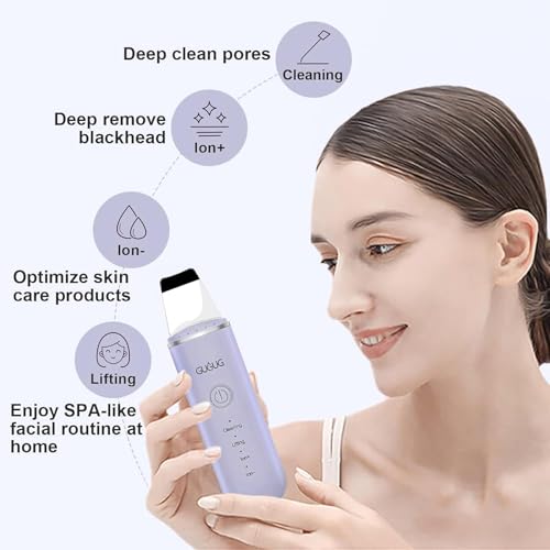 GUGUG Skin Scrubber Spatula - 4-Mode Ultrasonic Facial Pore Cleaner (Purple)