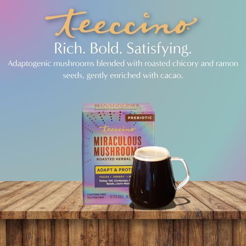 Teeccino Miraculous Mushrooms Herbal Tea - 10 Caffeine-Free Bags