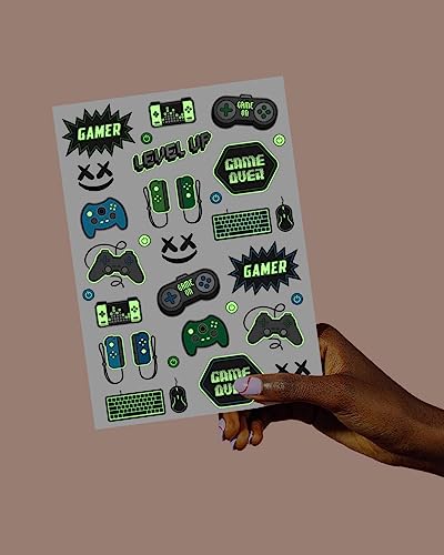 Glow in The Dark Video Game Temporary Tattoos - Kids Party Favors & Decorations