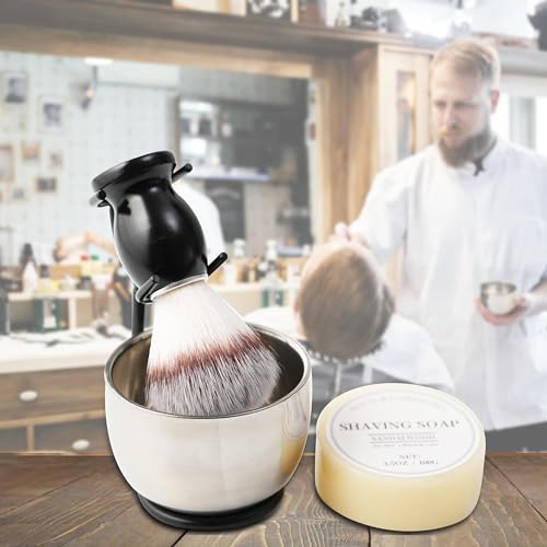 4pcs Men's Shaving Brush Set with Stand & Bowl | CRUCISRESIN Set4