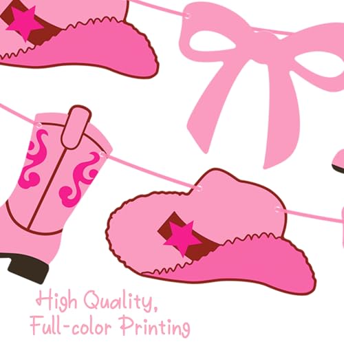 Pink Cowgirl Party Banners - Coquette Boots & Hats Decorations