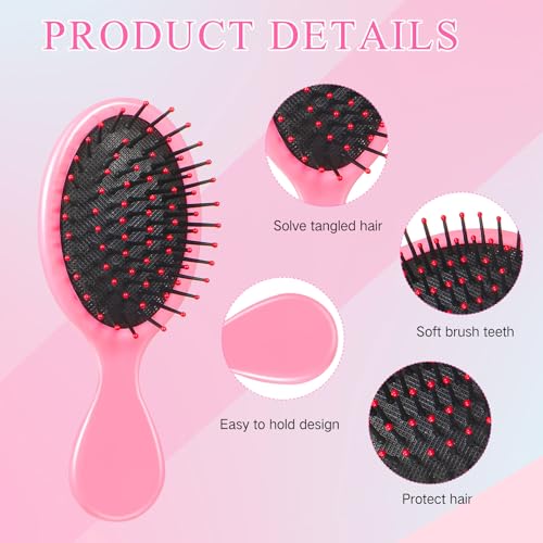 Nuogo Mini Wet Hair Brush & Comb Set for Kids - 24 Pcs Pink