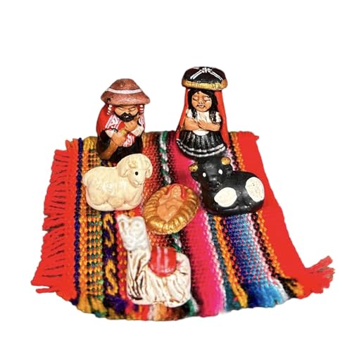 Handmade Peruvian Nativity Set - 6-Piece Christmas Decor