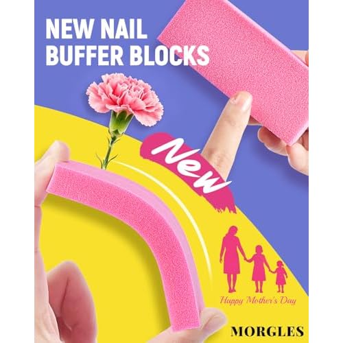 MORGLES Nail File and Buffer Blocks with Nail Care Kit, 13 Pcs Manicure Kit for Women with Milk and Honey Cuticle Oil and Cuticle Trimmer Set
