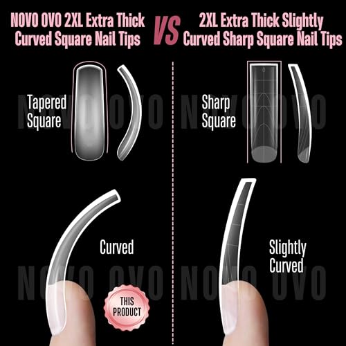 XXL Square Queen Pro Curved Nail Tips - Full Cover Acrylic Nails 240pc
