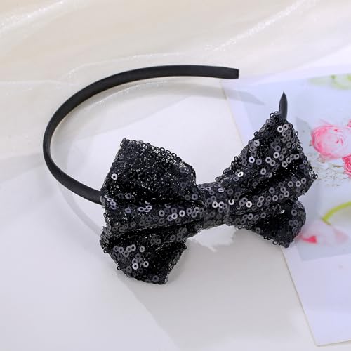 Sparkly Sequin Bow Headband for Girls and Women - Comfortable Glitter Hair Accessory
