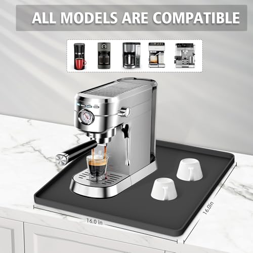 Anti-Vibration Silicone Coffee Mat 16"x16" - Noise Reduction Under Espresso Machine