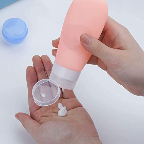 Teapile 4-Pack 3oz Leak-Proof Silicone Travel Bottles with Toiletry Bag