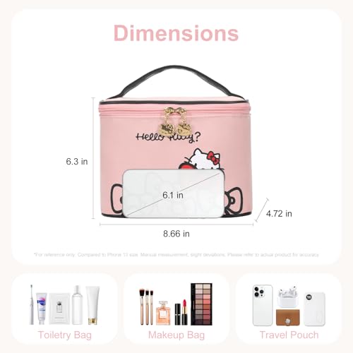 Vimanllie Hello Kitty Large Travel Makeup Bag, Waterproof Cosmetic Organizer