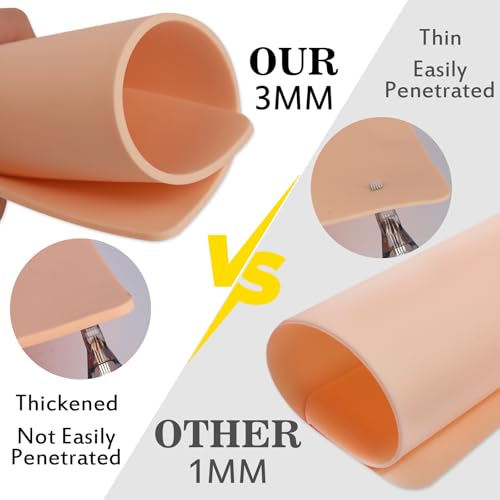 Romlon 10pcs 3MM Tattoo Practice Skin - Double-Sided Fake Skin 7.4x5.6"